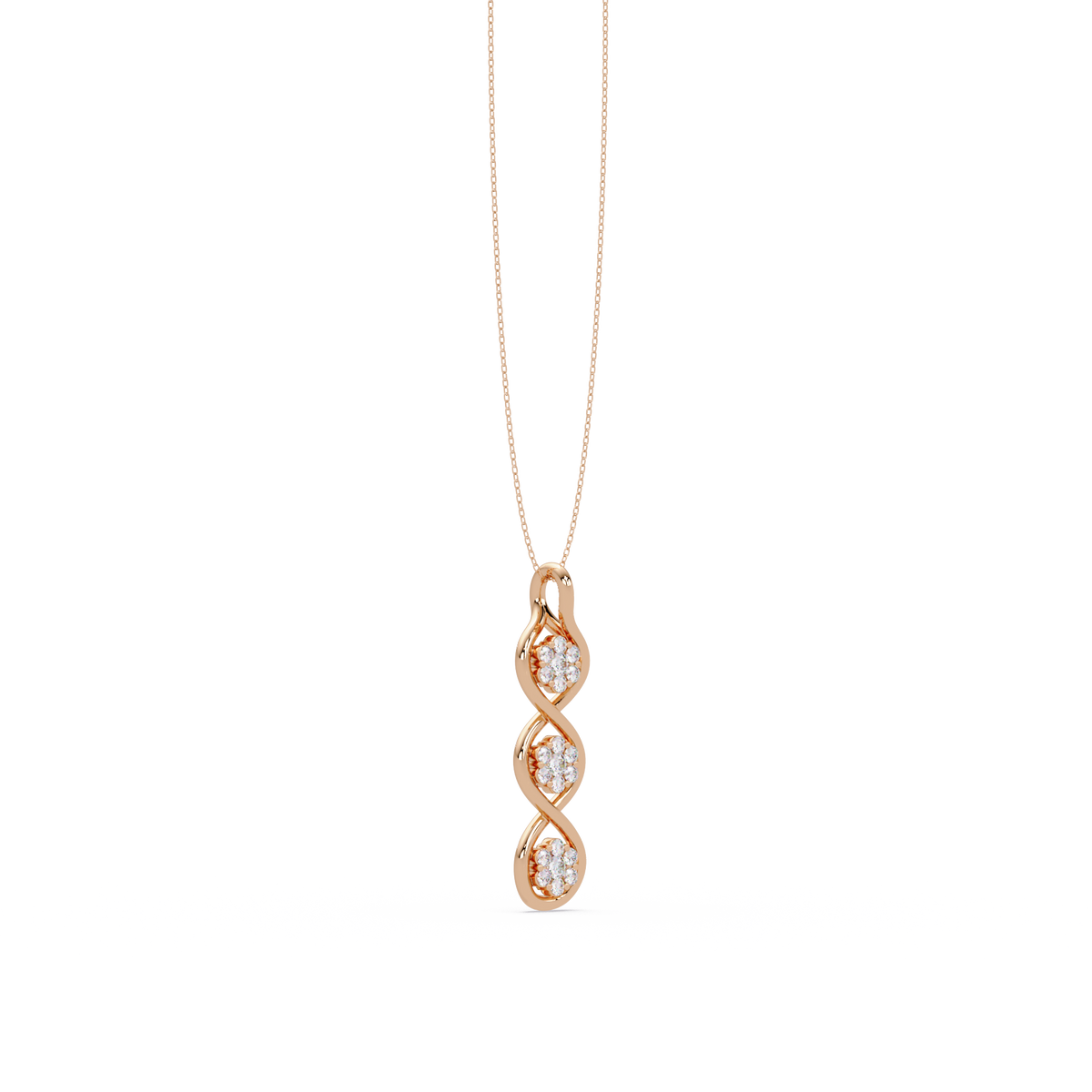 Round Cut Lab Grown Diamond Floral Prong Set Rose Gold Pendant - HIGHCARAT DIAMONDS