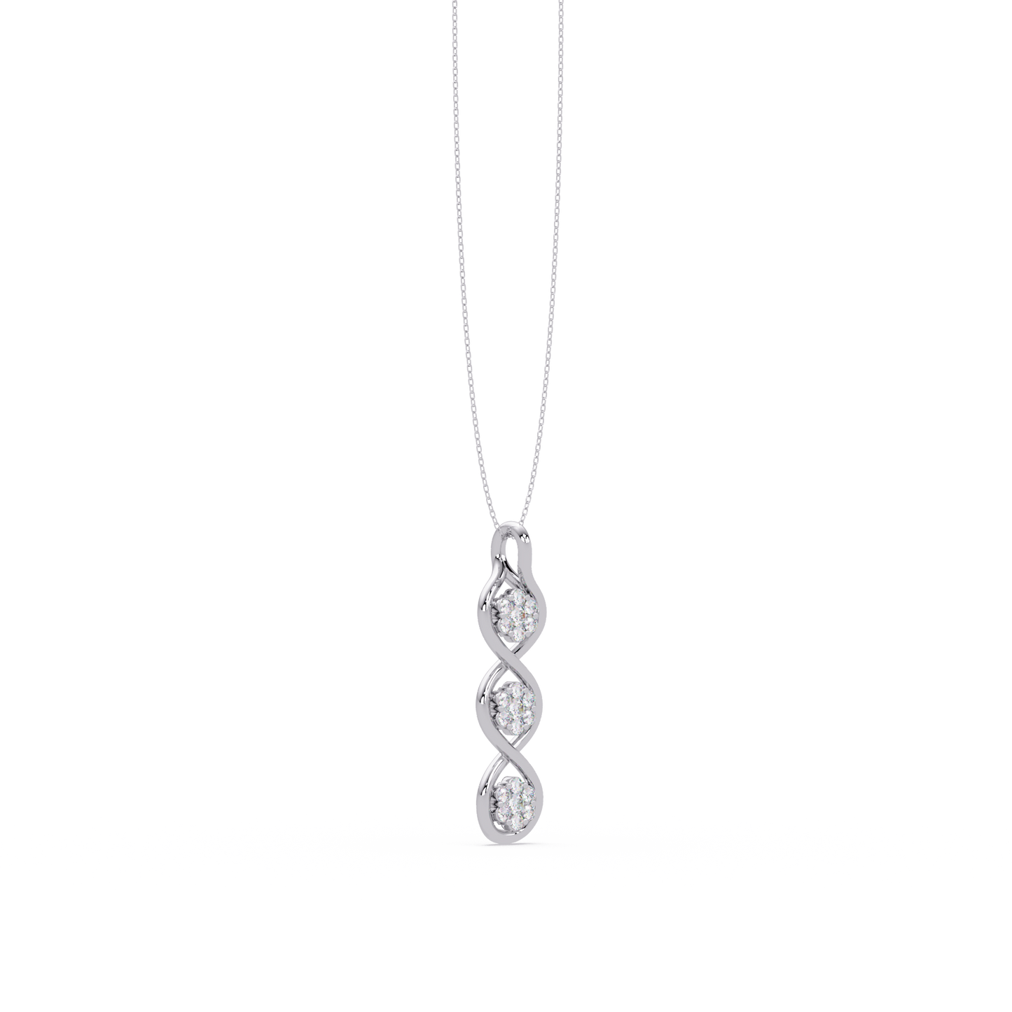Round Cut Lab Grown Diamond Floral Prong Set Rose Gold Pendant - HIGHCARAT DIAMONDS