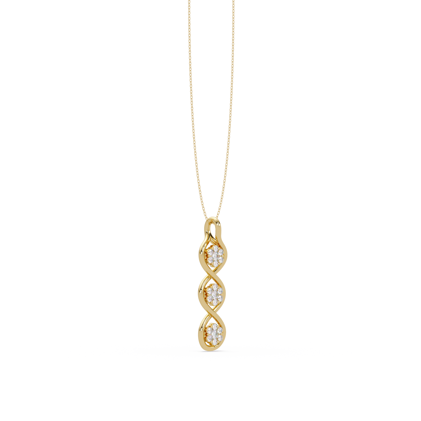Round Cut Lab Grown Diamond Floral Prong Set Rose Gold Pendant - HIGHCARAT DIAMONDS