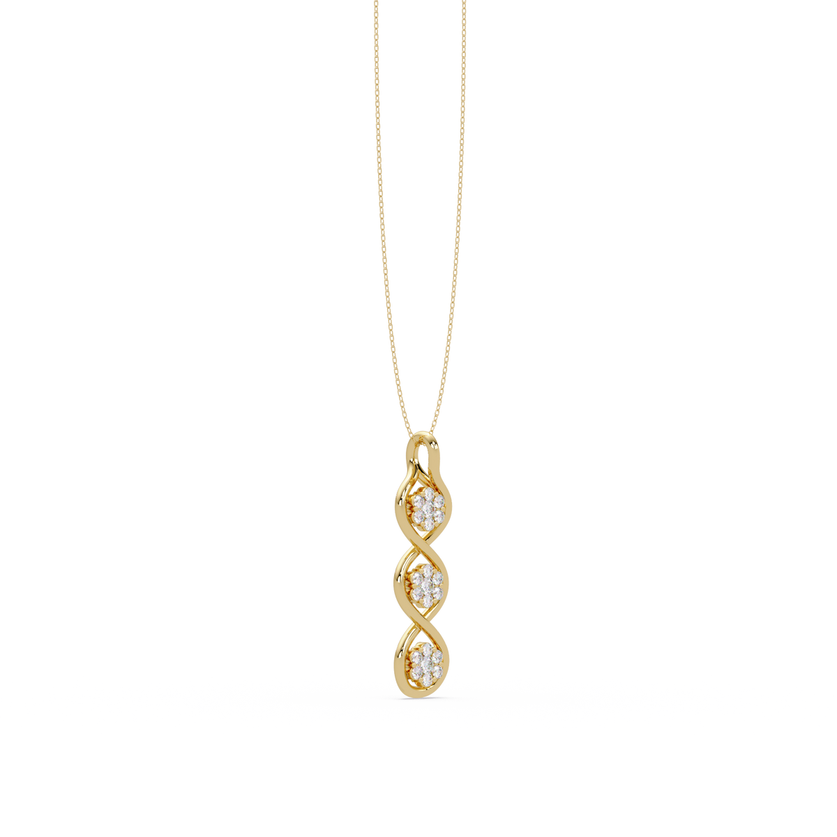 Round Cut Lab Grown Diamond Floral Prong Set Rose Gold Pendant - HIGHCARAT DIAMONDS