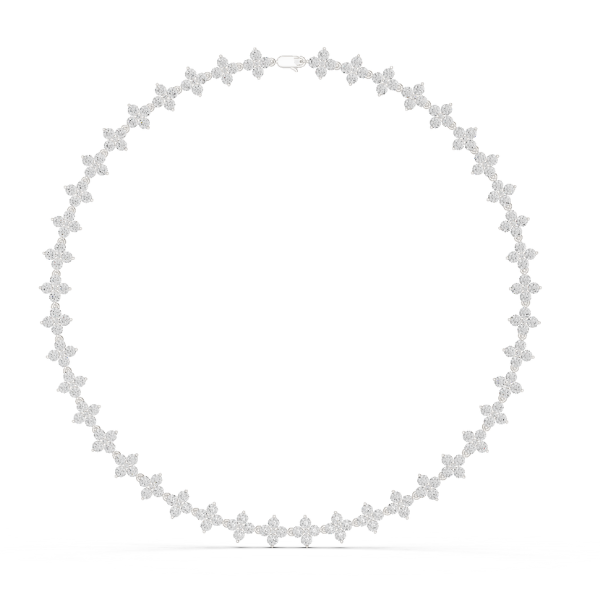 Round Cut Lab Grown Diamond Floral Tennis Necklace - HIGHCARAT DIAMONDS
