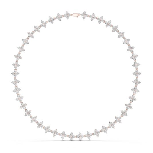 Round Cut Lab Grown Diamond Floral Tennis Necklace - HIGHCARAT DIAMONDS