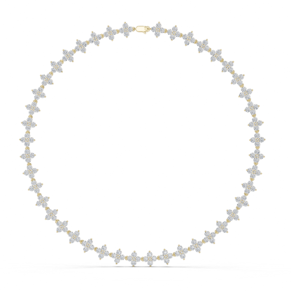 Round Cut Lab Grown Diamond Floral Tennis Necklace - HIGHCARAT DIAMONDS