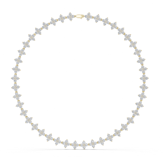 Round Cut Lab Grown Diamond Floral Tennis Necklace - HIGHCARAT DIAMONDS