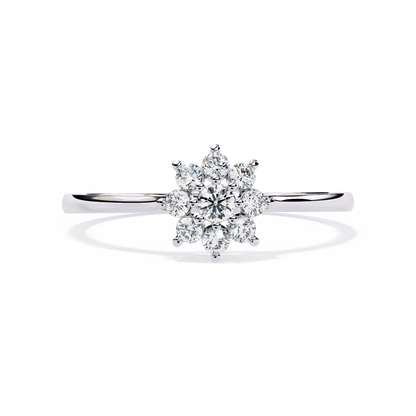 Round Cut Lab Grown Diamond Flower Shape  Halo Style Cluster Prong Set Daily Wear Ring - HIGHCARAT DIAMONDS