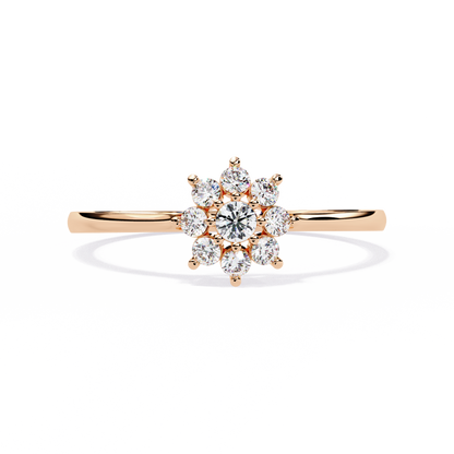 Round Cut Lab Grown Diamond Flower Shape  Halo Style Cluster Prong Set Daily Wear Ring - HIGHCARAT DIAMONDS