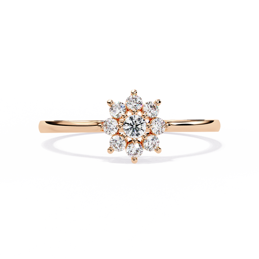 Round Cut Lab Grown Diamond Flower Shape  Halo Style Cluster Prong Set Daily Wear Ring - HIGHCARAT DIAMONDS