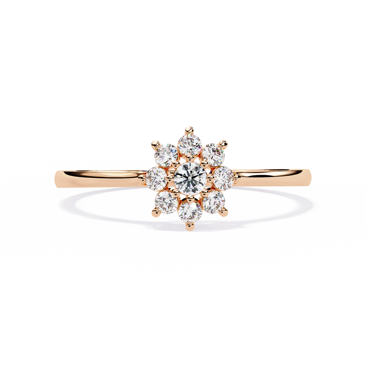 Round Cut Lab Grown Diamond Flower Shape  Halo Style Cluster Prong Set Daily Wear Ring - HIGHCARAT DIAMONDS