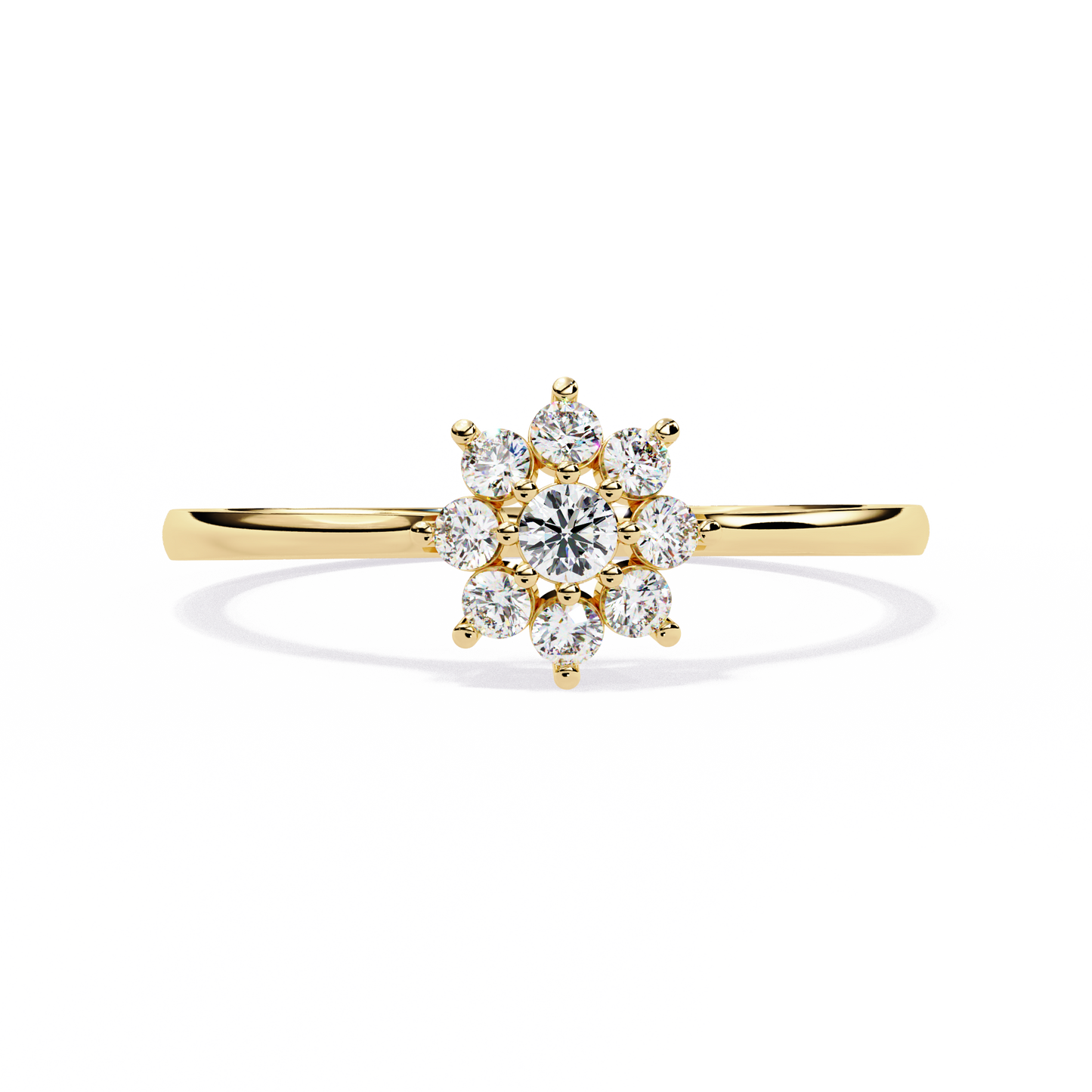 Round Cut Lab Grown Diamond Flower Shape  Halo Style Cluster Prong Set Daily Wear Ring - HIGHCARAT DIAMONDS