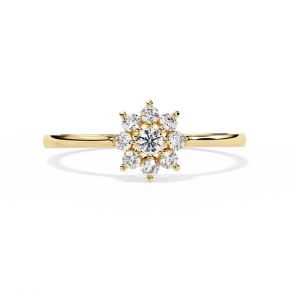 Round Cut Lab Grown Diamond Flower Shape  Halo Style Cluster Prong Set Daily Wear Ring - HIGHCARAT DIAMONDS