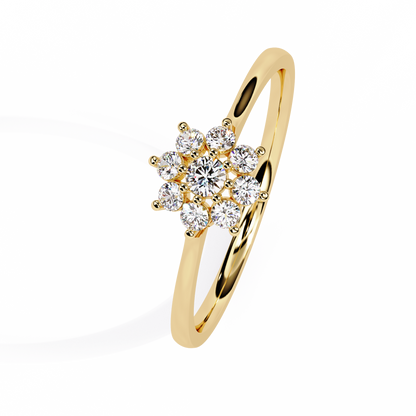 Round Cut Lab Grown Diamond Flower Shape  Halo Style Cluster Prong Set Daily Wear Ring - HIGHCARAT DIAMONDS