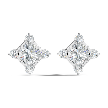 Lab-Grown Round Cut Diamond Stud Earrings In 14K Solid Gold Vintage Style Gift For Her - HIGHCARAT DIAMONDS