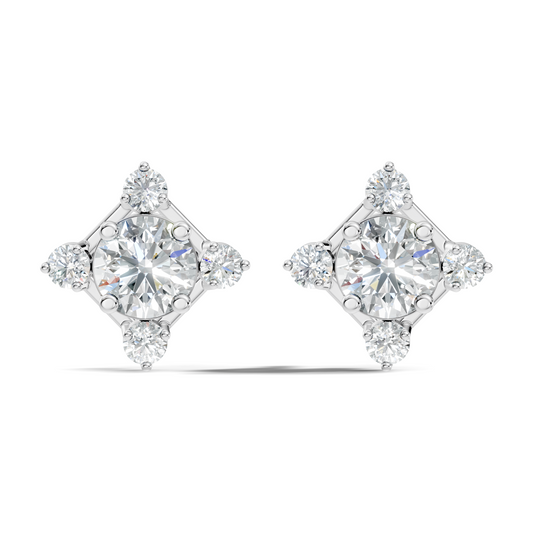 Lab-Grown Round Cut Diamond Stud Earrings In 14K Solid Gold Vintage Style Gift For Her - HIGHCARAT DIAMONDS