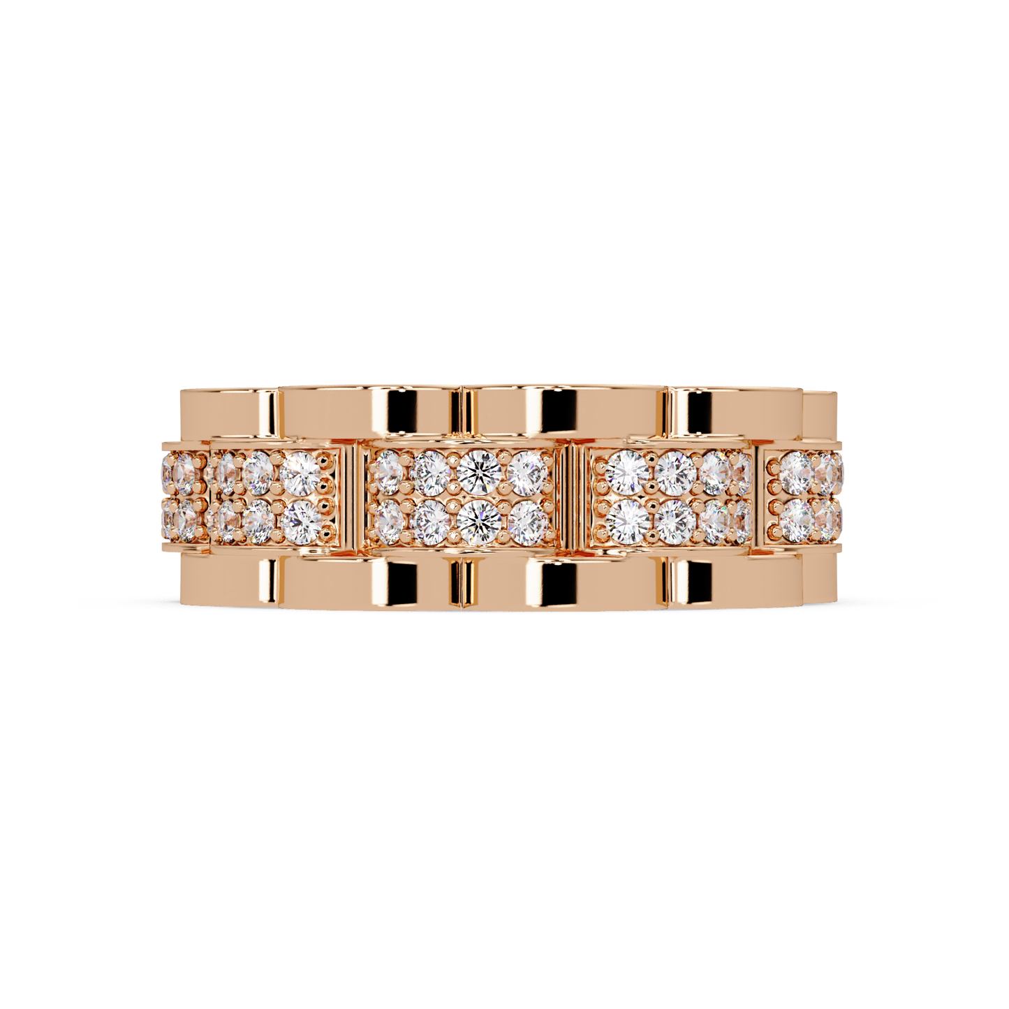 Round Cut Lab Grown Diamond Full Eternity Men's Rose Gold Wedding Band - HIGHCARAT DIAMONDS