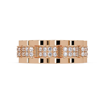 Round Cut Lab Grown Diamond Full Eternity Men's Rose Gold Wedding Band - HIGHCARAT DIAMONDS