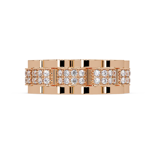 Round Cut Lab Grown Diamond Full Eternity Men's Rose Gold Wedding Band - HIGHCARAT DIAMONDS
