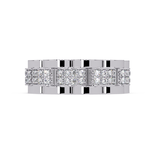Round Cut Lab Grown Diamond Full Eternity Men's Rose Gold Wedding Band - HIGHCARAT DIAMONDS
