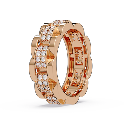 Round Cut Lab Grown Diamond Full Eternity Men's Rose Gold Wedding Band - HIGHCARAT DIAMONDS