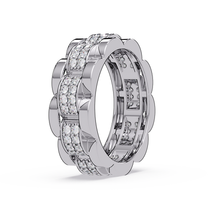 Round Cut Lab Grown Diamond Full Eternity Men's Rose Gold Wedding Band - HIGHCARAT DIAMONDS