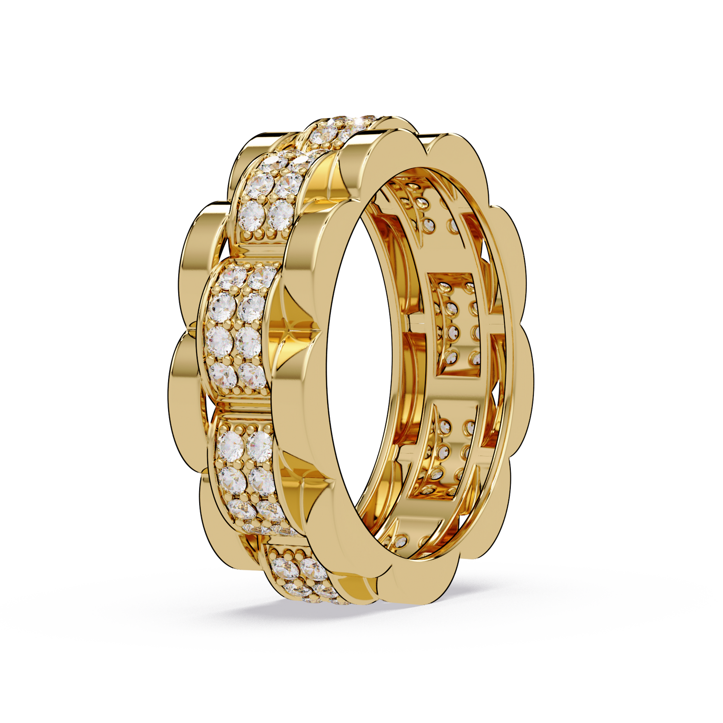 Round Cut Lab Grown Diamond Full Eternity Men's Rose Gold Wedding Band - HIGHCARAT DIAMONDS