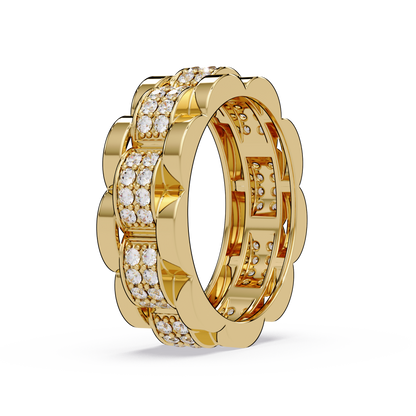 Round Cut Lab Grown Diamond Full Eternity Men's Rose Gold Wedding Band - HIGHCARAT DIAMONDS