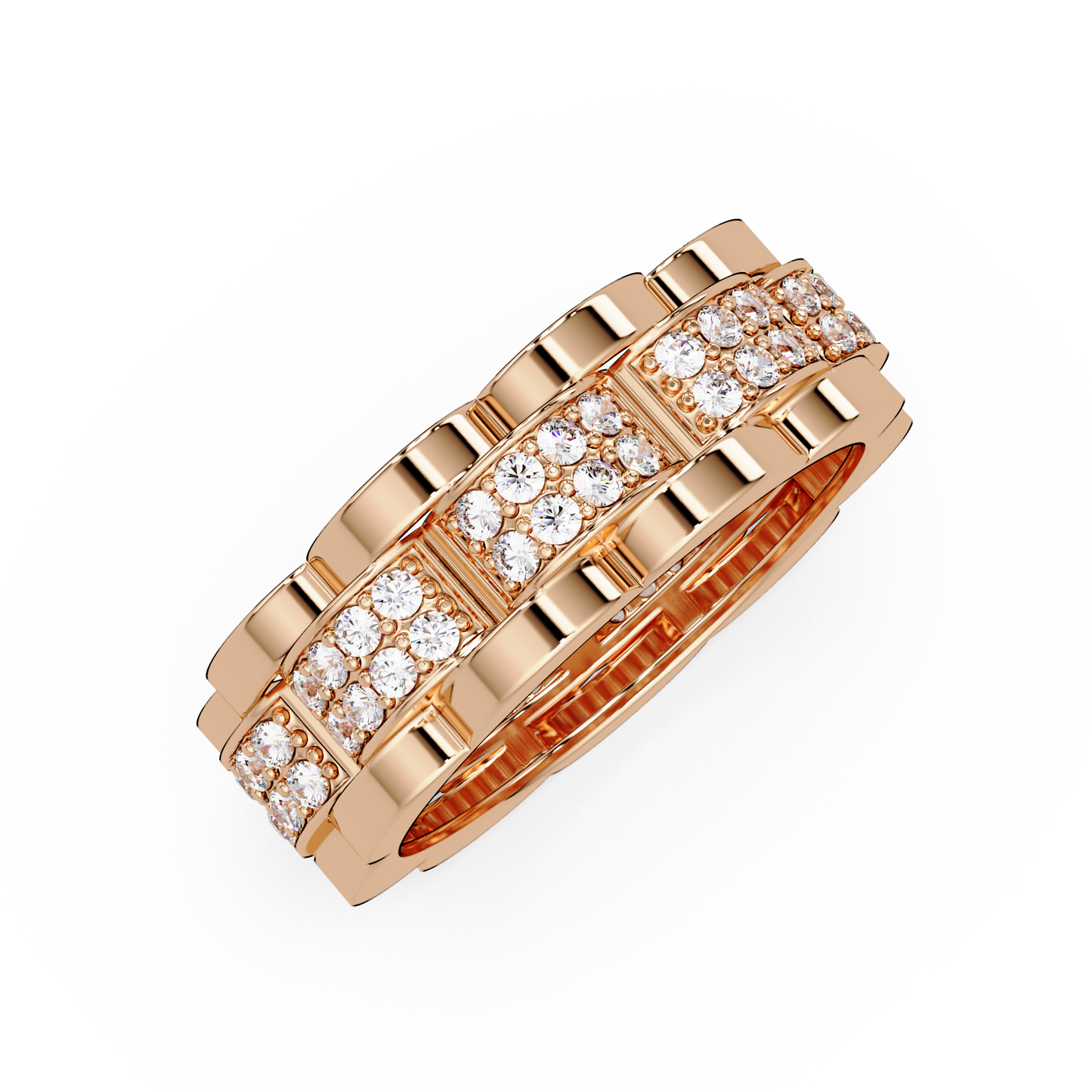 Round Cut Lab Grown Diamond Full Eternity Men's Rose Gold Wedding Band - HIGHCARAT DIAMONDS