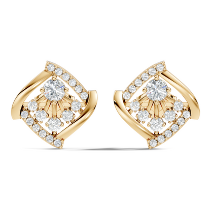 Classic Round Cut Diamond Stud Earring For Women In 14K Solid Yellow Gold - HIGHCARAT DIAMONDS
