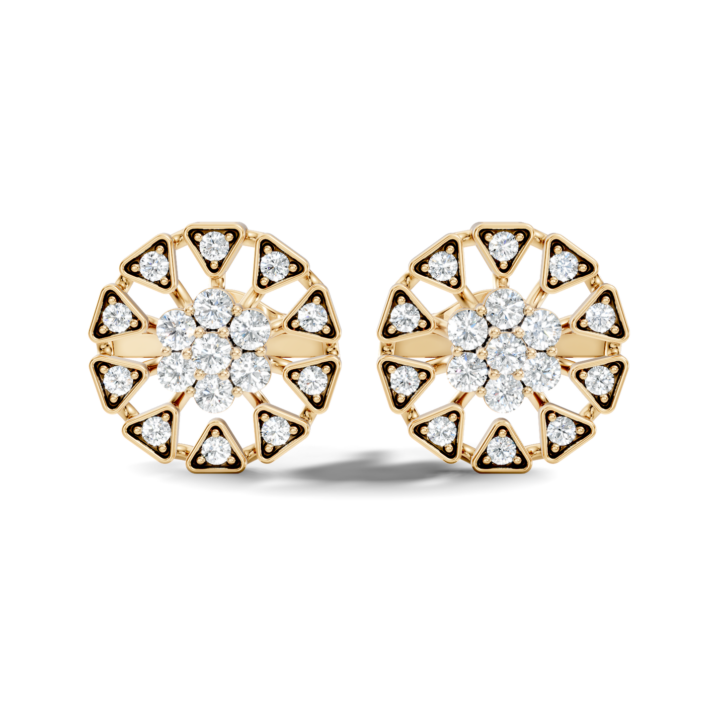 10k Solid Gold Round Shape Diamond Stunning Elegance Vintage Type  Studs Diamond Earrings - HIGHCARAT DIAMONDS
