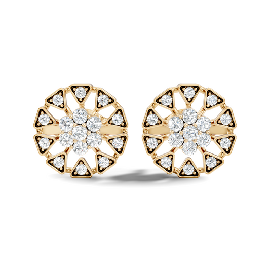 10k Solid Gold Round Shape Diamond Stunning Elegance Vintage Type  Studs Diamond Earrings - HIGHCARAT DIAMONDS