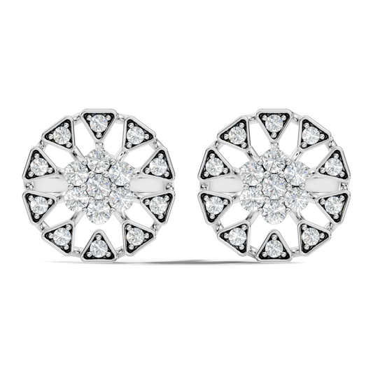 10k Solid Gold Round Shape Diamond Stunning Elegance Vintage Type  Studs Diamond Earrings - HIGHCARAT DIAMONDS