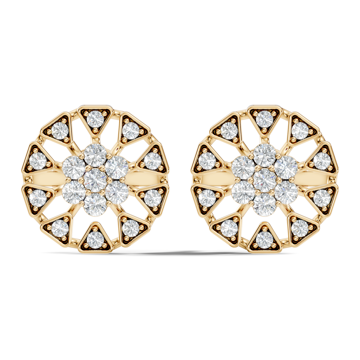10k Solid Gold Round Shape Diamond Stunning Elegance Vintage Type  Studs Diamond Earrings - HIGHCARAT DIAMONDS