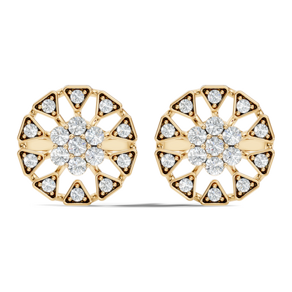 10k Solid Gold Round Shape Diamond Stunning Elegance Vintage Type  Studs Diamond Earrings - HIGHCARAT DIAMONDS