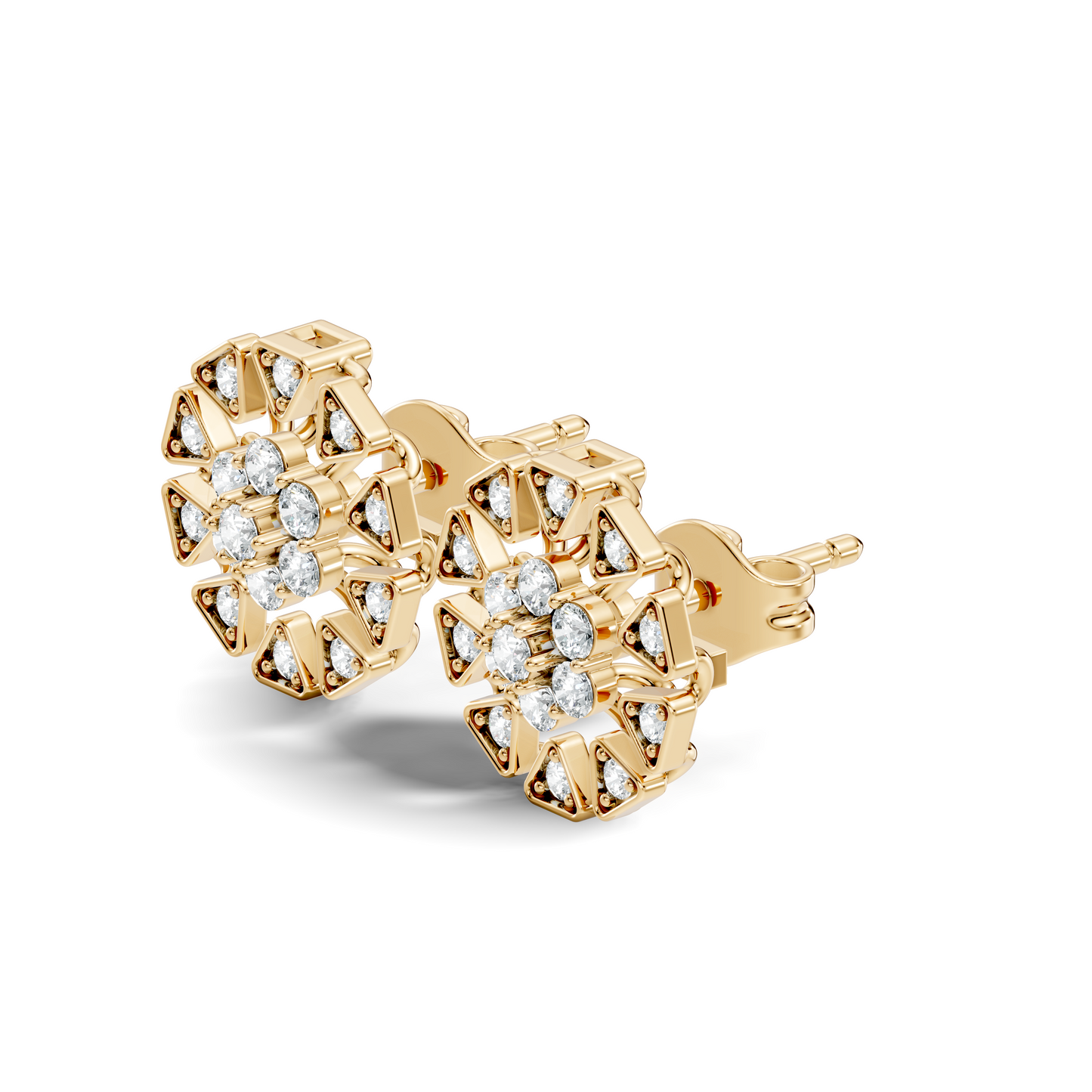 10k Solid Gold Round Shape Diamond Stunning Elegance Vintage Type  Studs Diamond Earrings - HIGHCARAT DIAMONDS