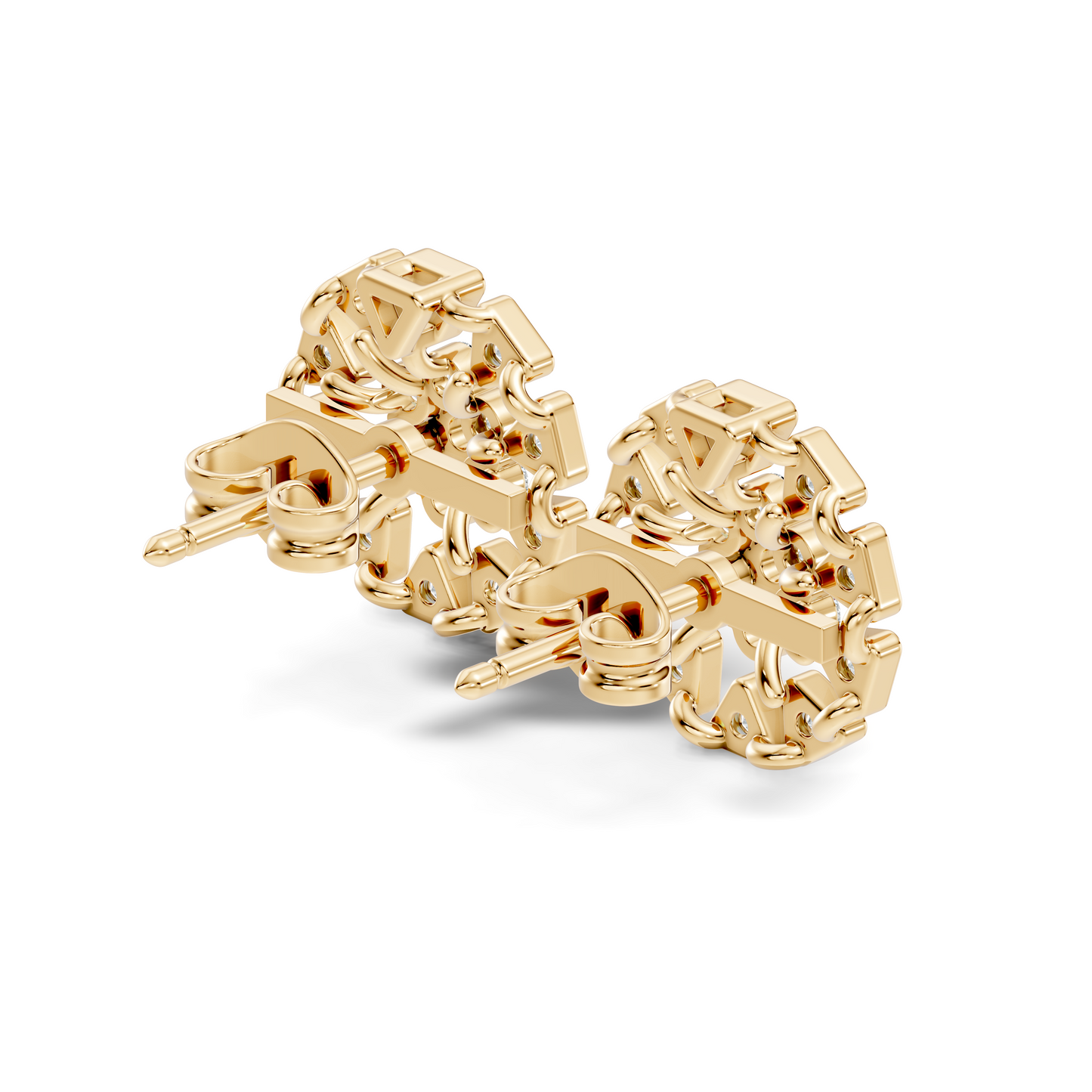 10k Solid Gold Round Shape Diamond Stunning Elegance Vintage Type  Studs Diamond Earrings - HIGHCARAT DIAMONDS