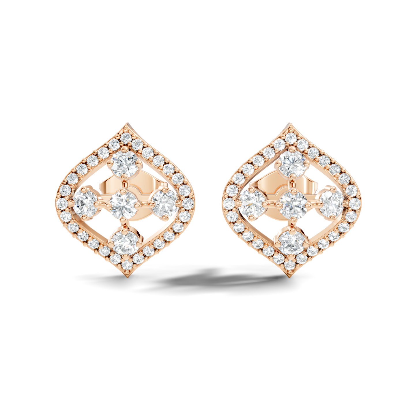 Round Shape Lab grown & Natural Diamond With 18k Solid Gold Shinning Elegance Diamond Earrings For hear - HIGHCARAT DIAMONDS