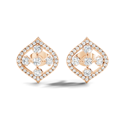 Round Shape Lab grown & Natural Diamond With 18k Solid Gold Shinning Elegance Diamond Earrings For hear - HIGHCARAT DIAMONDS
