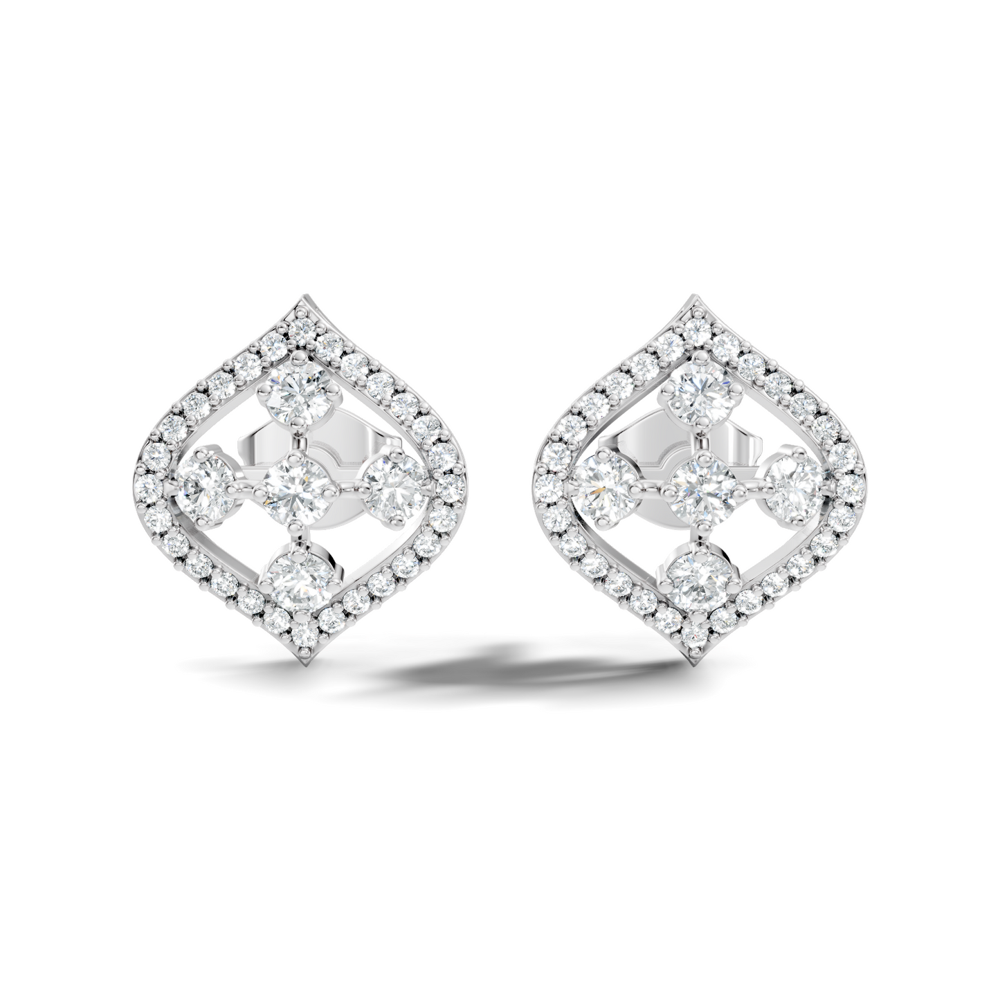 Round Shape Lab grown & Natural Diamond With 18k Solid Gold Shinning Elegance Diamond Earrings For hear - HIGHCARAT DIAMONDS