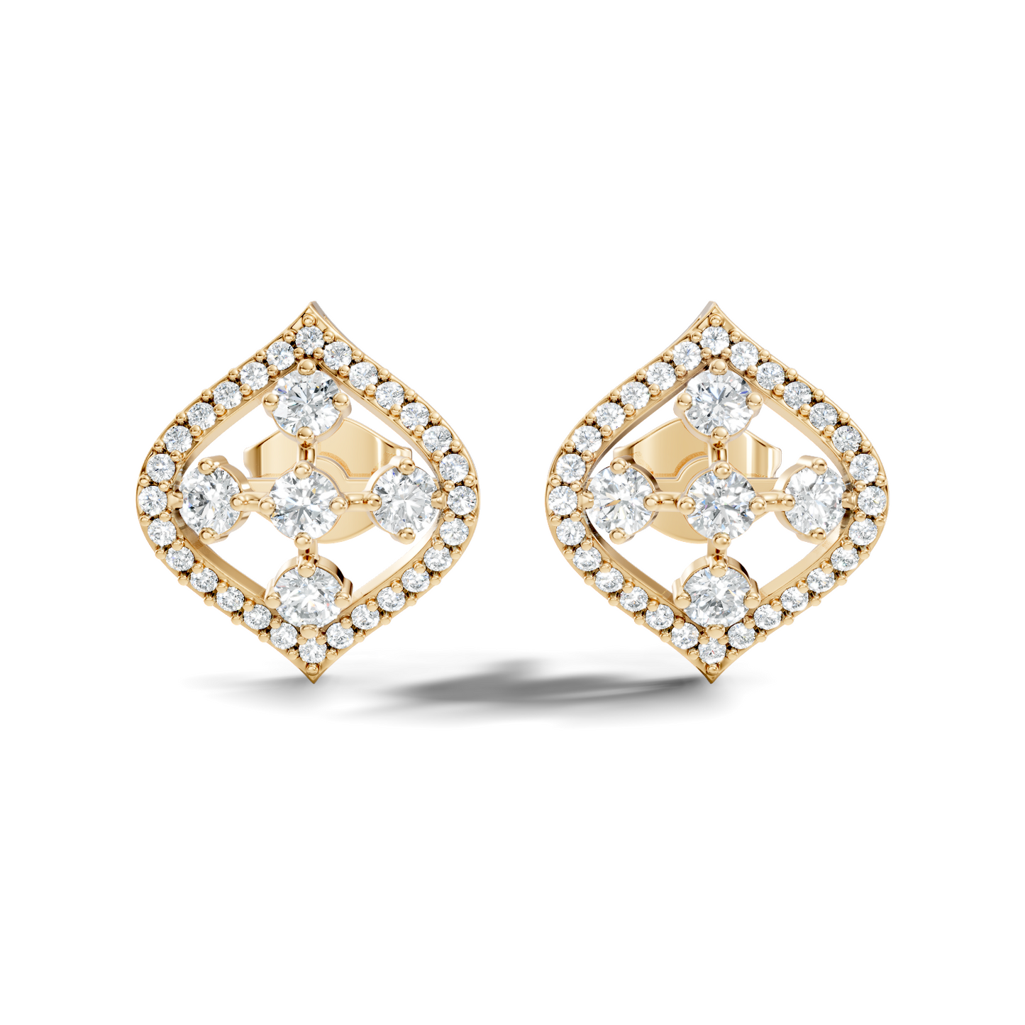 Round Shape Lab grown & Natural Diamond With 18k Solid Gold Shinning Elegance Diamond Earrings For hear - HIGHCARAT DIAMONDS