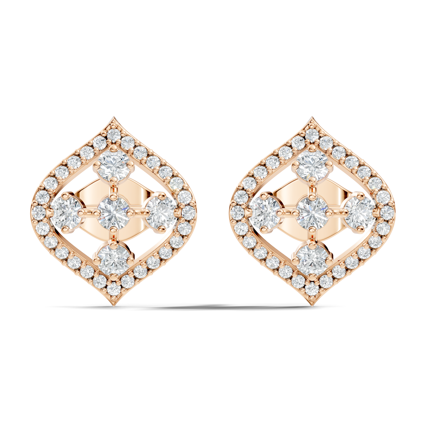 Round Shape Lab grown & Natural Diamond With 18k Solid Gold Shinning Elegance Diamond Earrings For hear - HIGHCARAT DIAMONDS