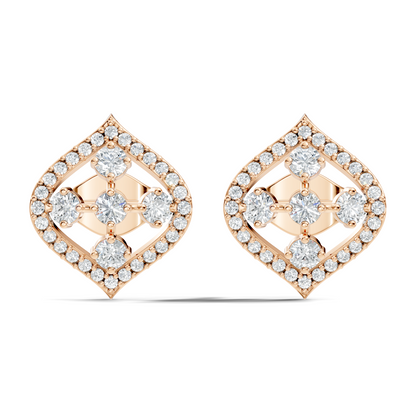 Round Shape Lab grown & Natural Diamond With 18k Solid Gold Shinning Elegance Diamond Earrings For hear - HIGHCARAT DIAMONDS