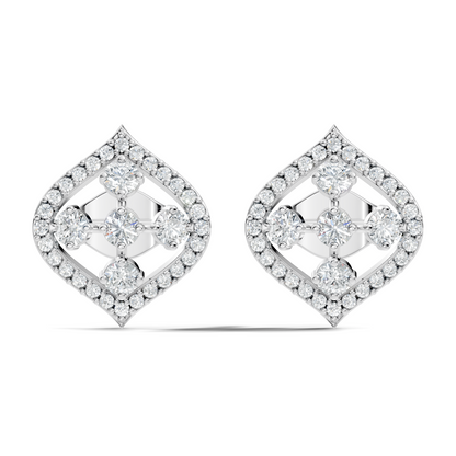Round Shape Lab grown & Natural Diamond With 18k Solid Gold Shinning Elegance Diamond Earrings For hear - HIGHCARAT DIAMONDS