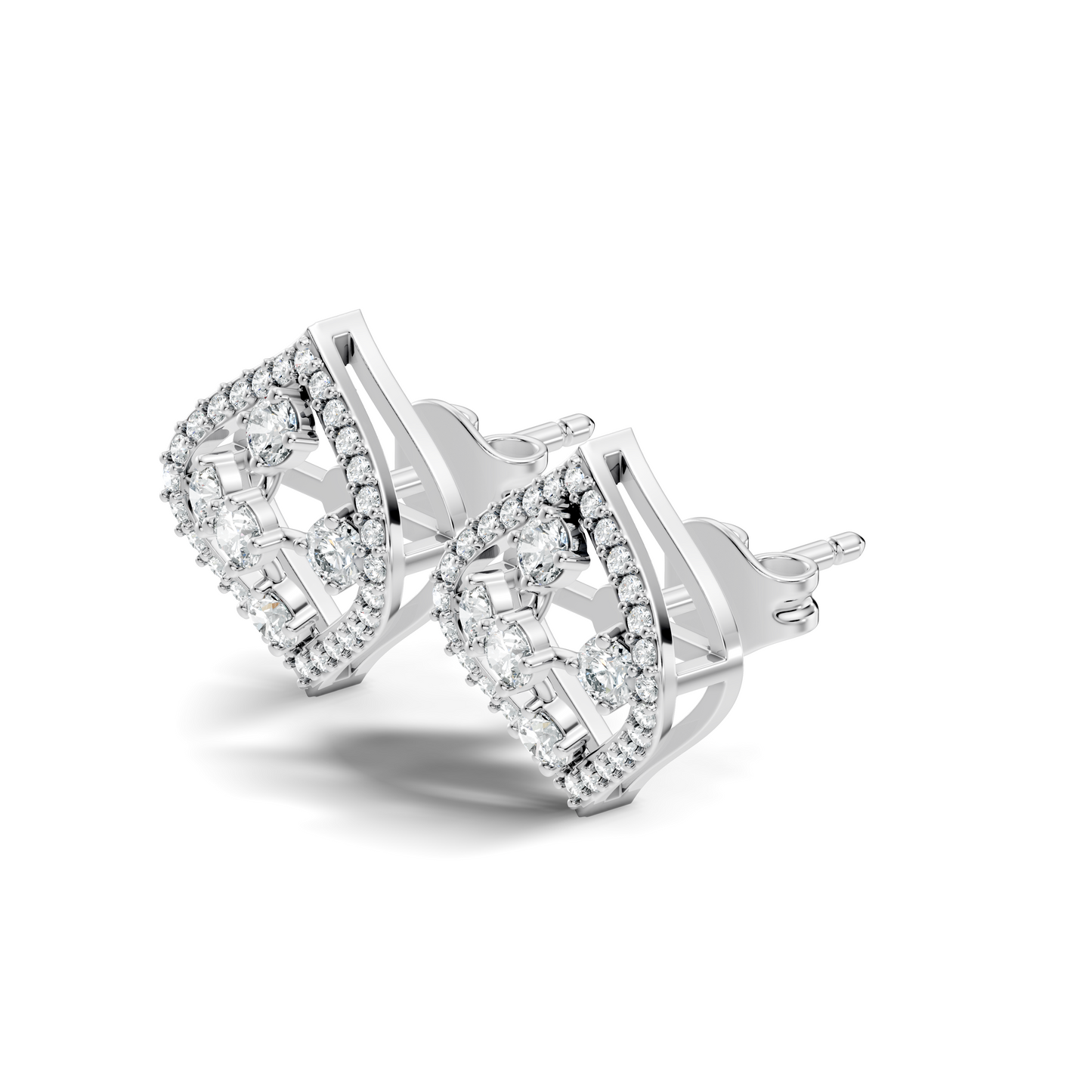 Round Shape Lab grown & Natural Diamond With 18k Solid Gold Shinning Elegance Diamond Earrings For hear - HIGHCARAT DIAMONDS