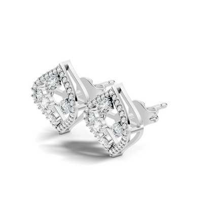 Round Shape Lab grown & Natural Diamond With 18k Solid Gold Shinning Elegance Diamond Earrings For hear - HIGHCARAT DIAMONDS