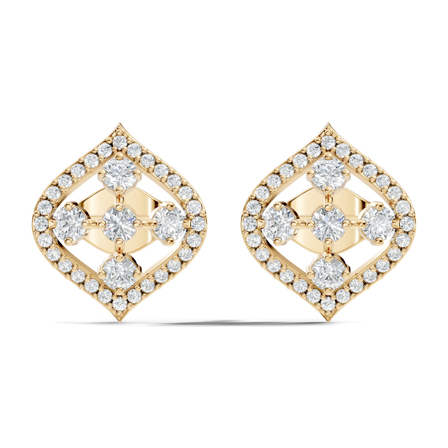 Round Shape Lab grown & Natural Diamond With 18k Solid Gold Shinning Elegance Diamond Earrings For hear - HIGHCARAT DIAMONDS