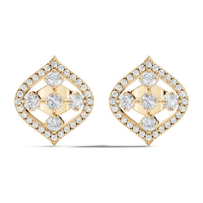 Round Shape Lab grown & Natural Diamond With 18k Solid Gold Shinning Elegance Diamond Earrings For hear - HIGHCARAT DIAMONDS