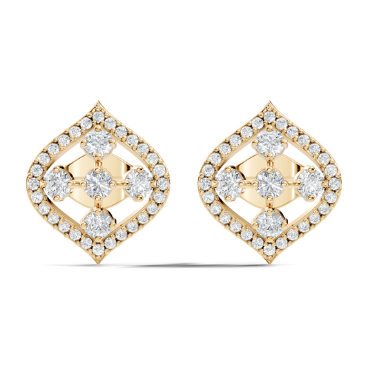 Round Shape Lab grown & Natural Diamond With 18k Solid Gold Shinning Elegance Diamond Earrings For hear - HIGHCARAT DIAMONDS