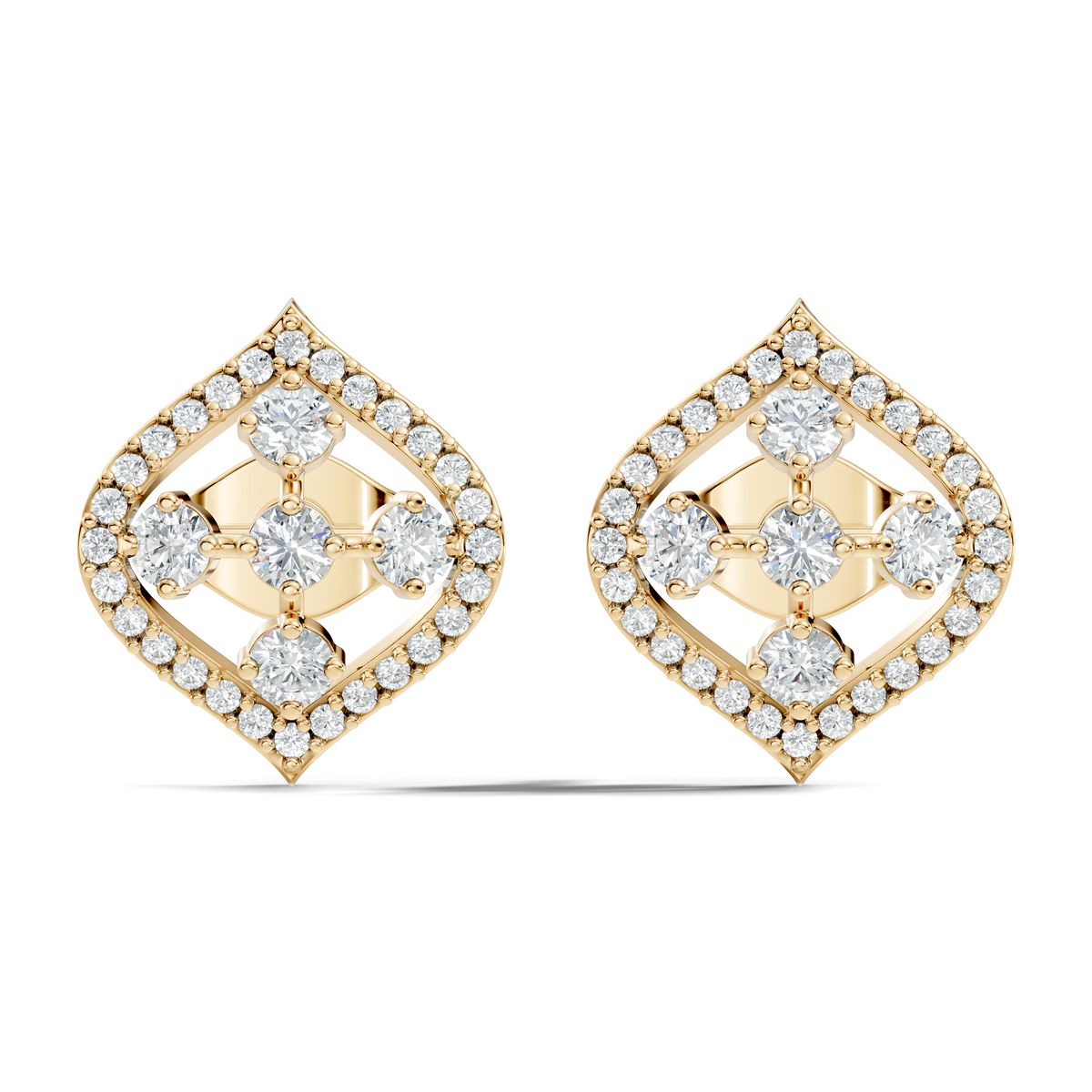 Round Shape Lab grown & Natural Diamond With 18k Solid Gold Shinning Elegance Diamond Earrings For hear - HIGHCARAT DIAMONDS