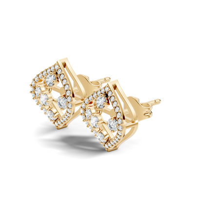 Round Shape Lab grown & Natural Diamond With 18k Solid Gold Shinning Elegance Diamond Earrings For hear - HIGHCARAT DIAMONDS