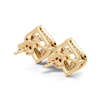 Round Shape Lab grown & Natural Diamond With 18k Solid Gold Shinning Elegance Diamond Earrings For hear - HIGHCARAT DIAMONDS