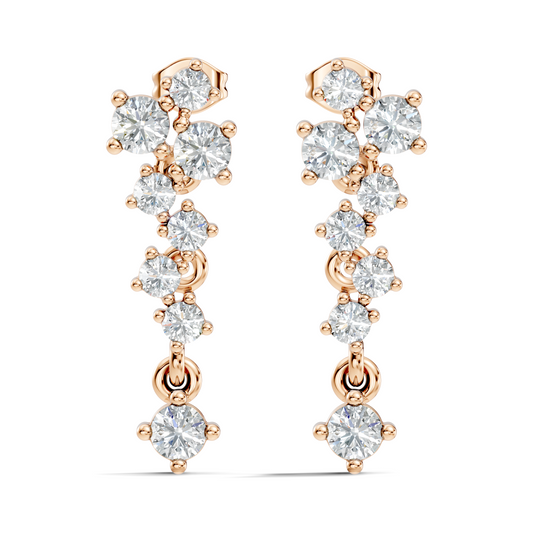 Minimalist Round Diamond Drop Stud Earrings in 14K Solid Gold  Elegant Women's Jewelry - HIGHCARAT DIAMONDS